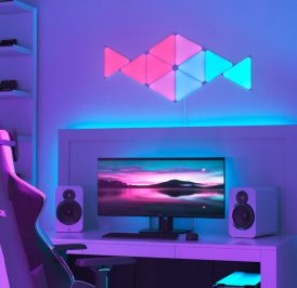 1 nanoleaf shapes light panels triangles battlestation desk@1x