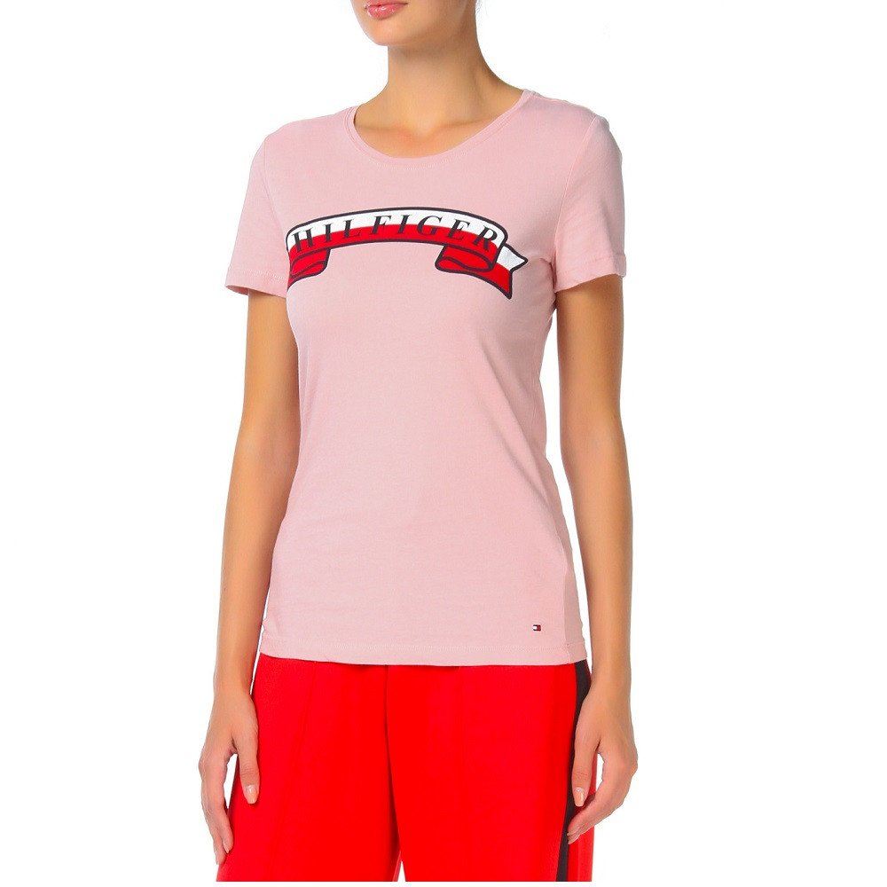 Camiseta Tommy Hilfiger Logo Rosa - Compre Agora