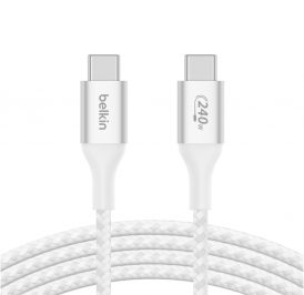 150330391 CAB015 WHT 100W USB CtoUSB C Braided FrontCable WEB