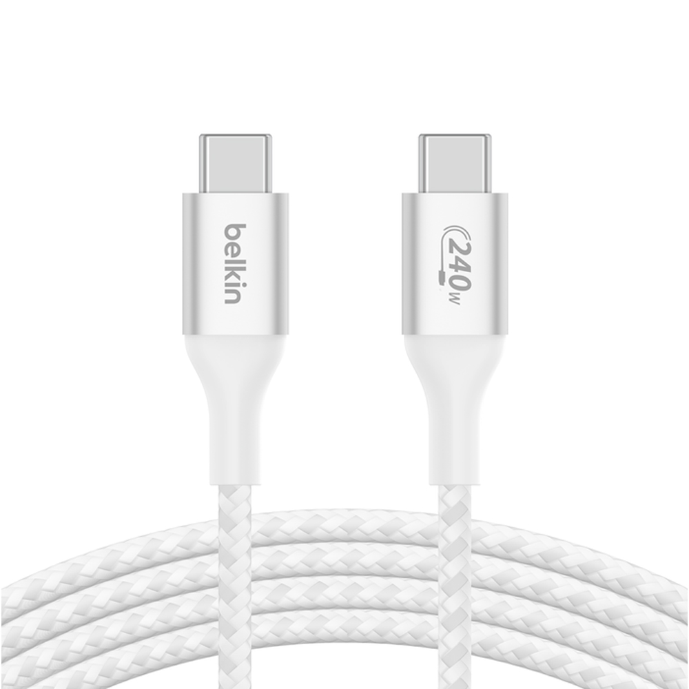 150330391 CAB015 WHT 100W USB CtoUSB C Braided FrontCable WEB